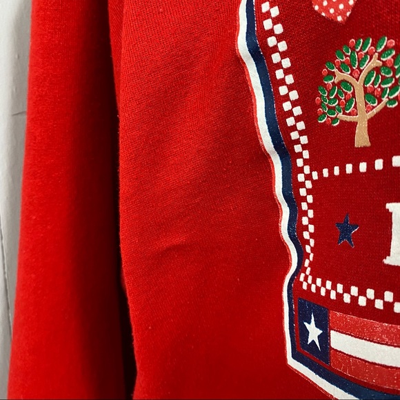 Vintage 90s Red Collared Patriotic Graphic USA Sweatshirt - Picture 7 of 12